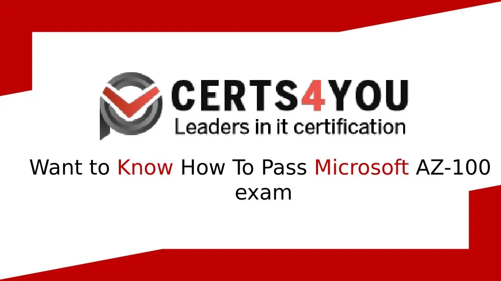 want to know how to pass microsoft az 100 exam