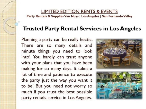 Trusted Party Rental Services in Los Angeles