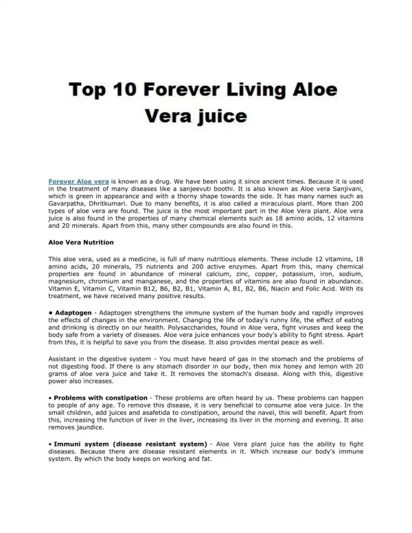 Top 10 Forever Living Aloe Vera Juice