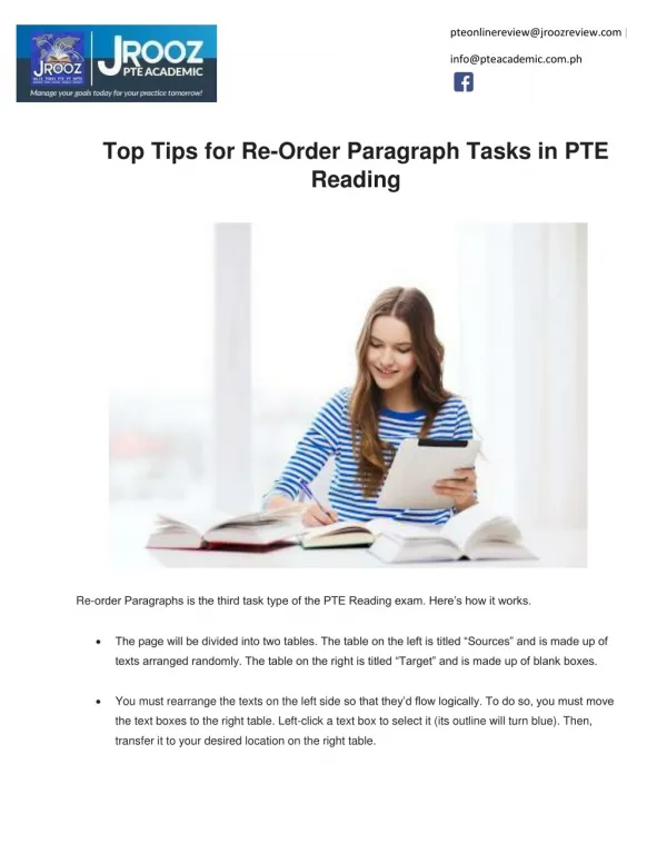 Top Tips for Re-Order Paragraph Tasks in PTE Reading