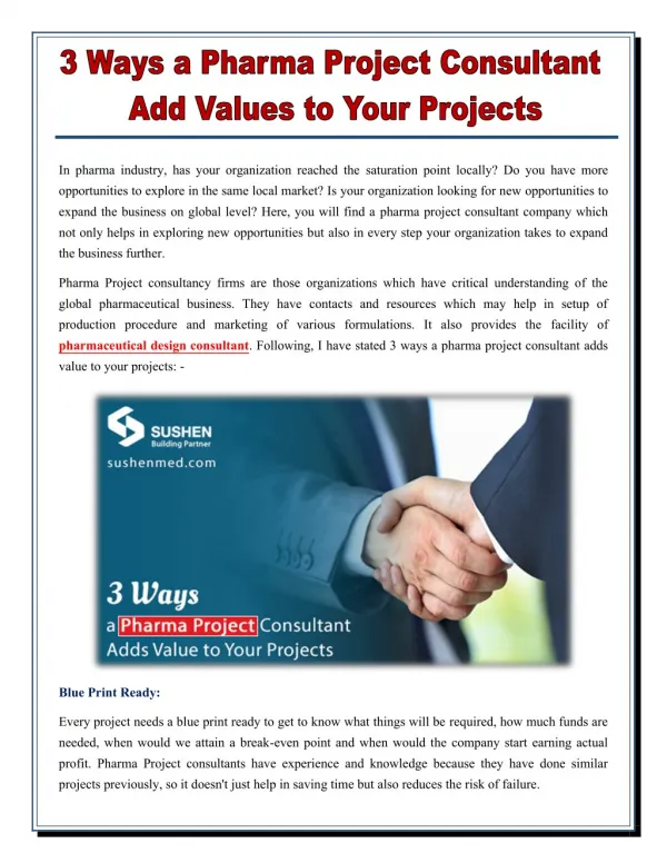 Top 3 Ways a Pharma Project Consultant Add Values to Your Projects