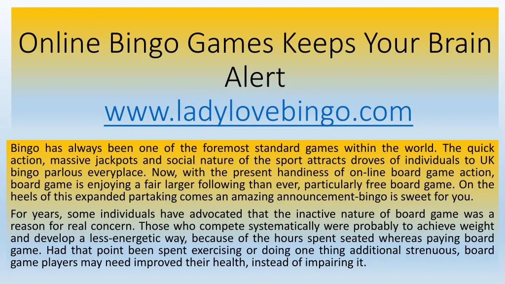 online bingo games keeps your brain alert www ladylovebingo com