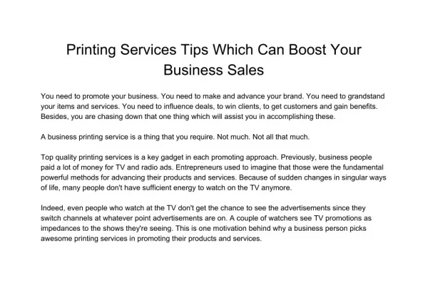 Printing Services Tips Which Can Boost Your Business Sales
