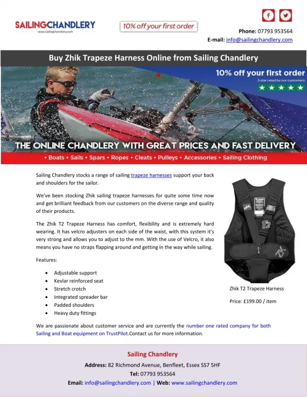 Buy Zhik Trapeze Harness Online from Sailing Chandlery