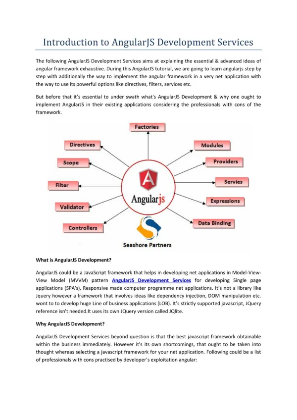 Introduction to AngularJS Development Services | Seashore Partners