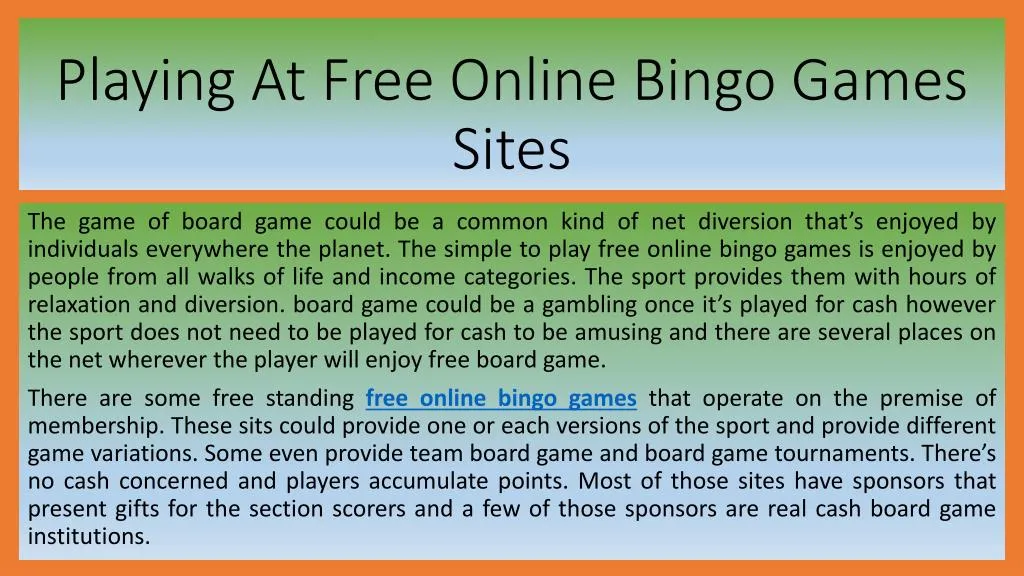 playing at free online bingo games sites