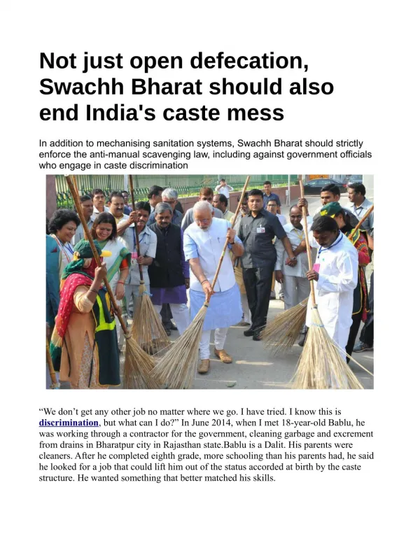 Not just open defecation, Swachh Bharat should also end India's caste mess