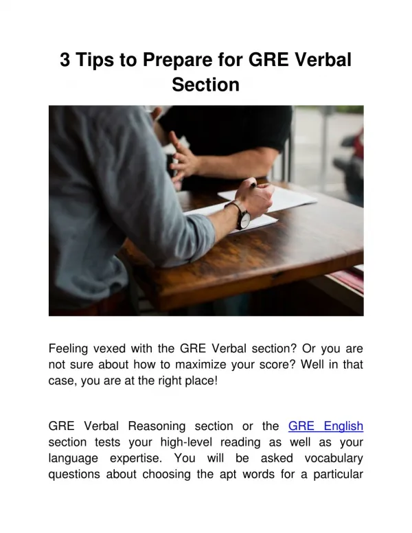 3 Tips to Prepare for GRE Verbal Section