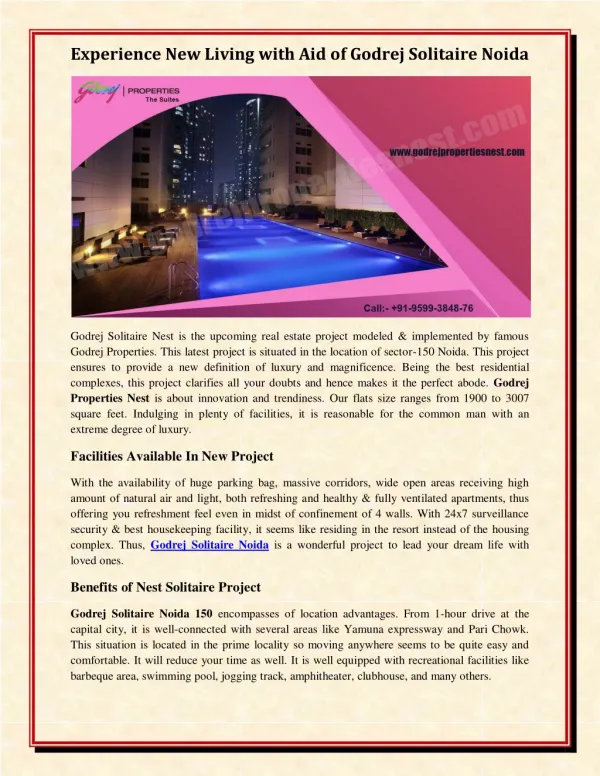 Experience New Living with Aid of Godrej Solitaire Noida