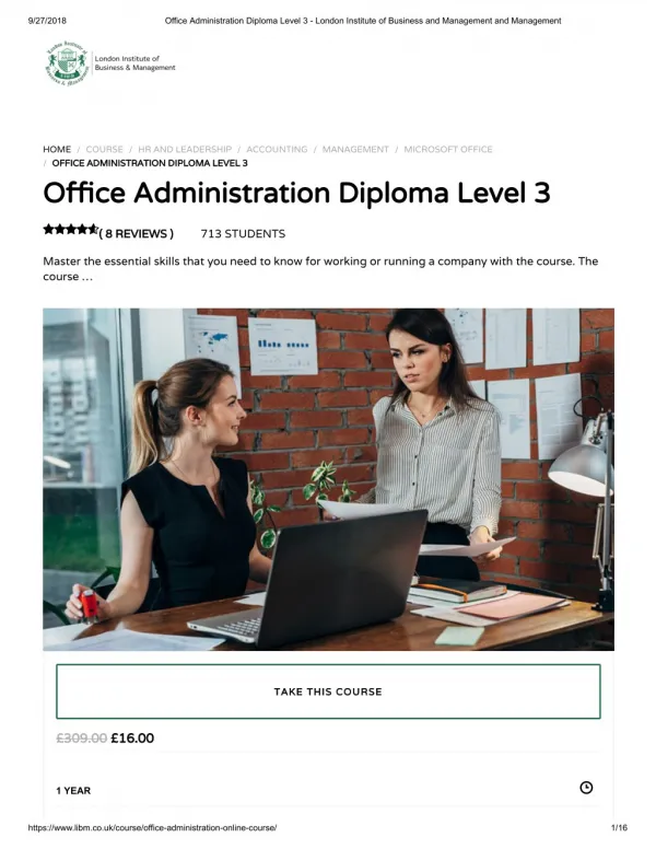Office Administration Diploma Level 3 - LIBM