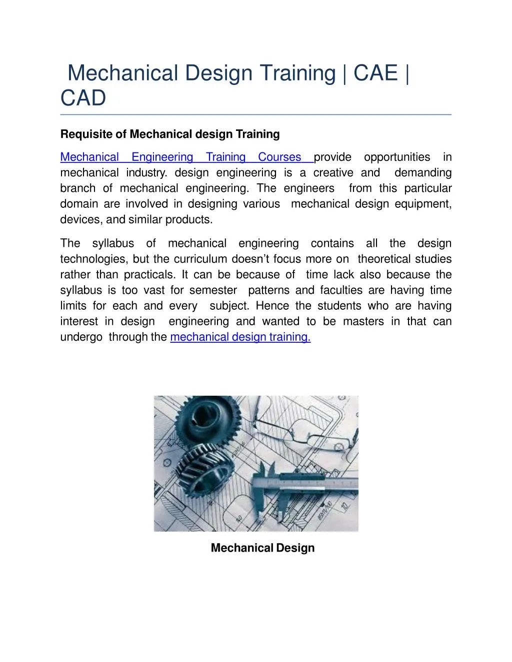 mechanical design training cae cad