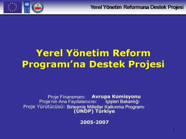 Yerel Y netim Reform Programi na Destek Projesi