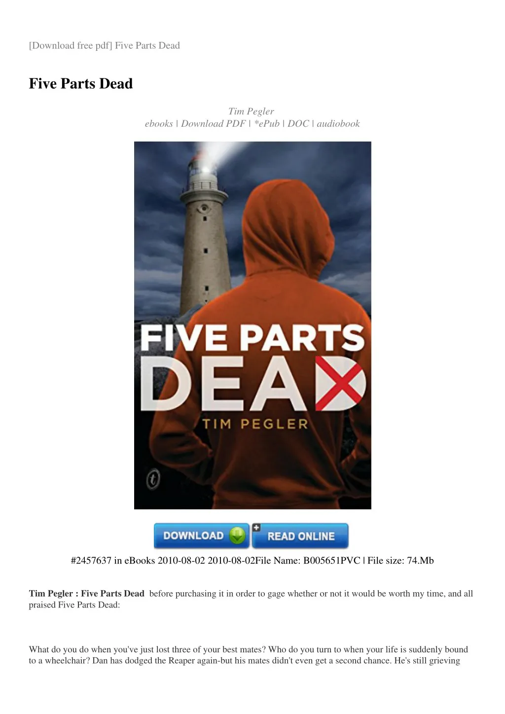 download free pdf five parts dead