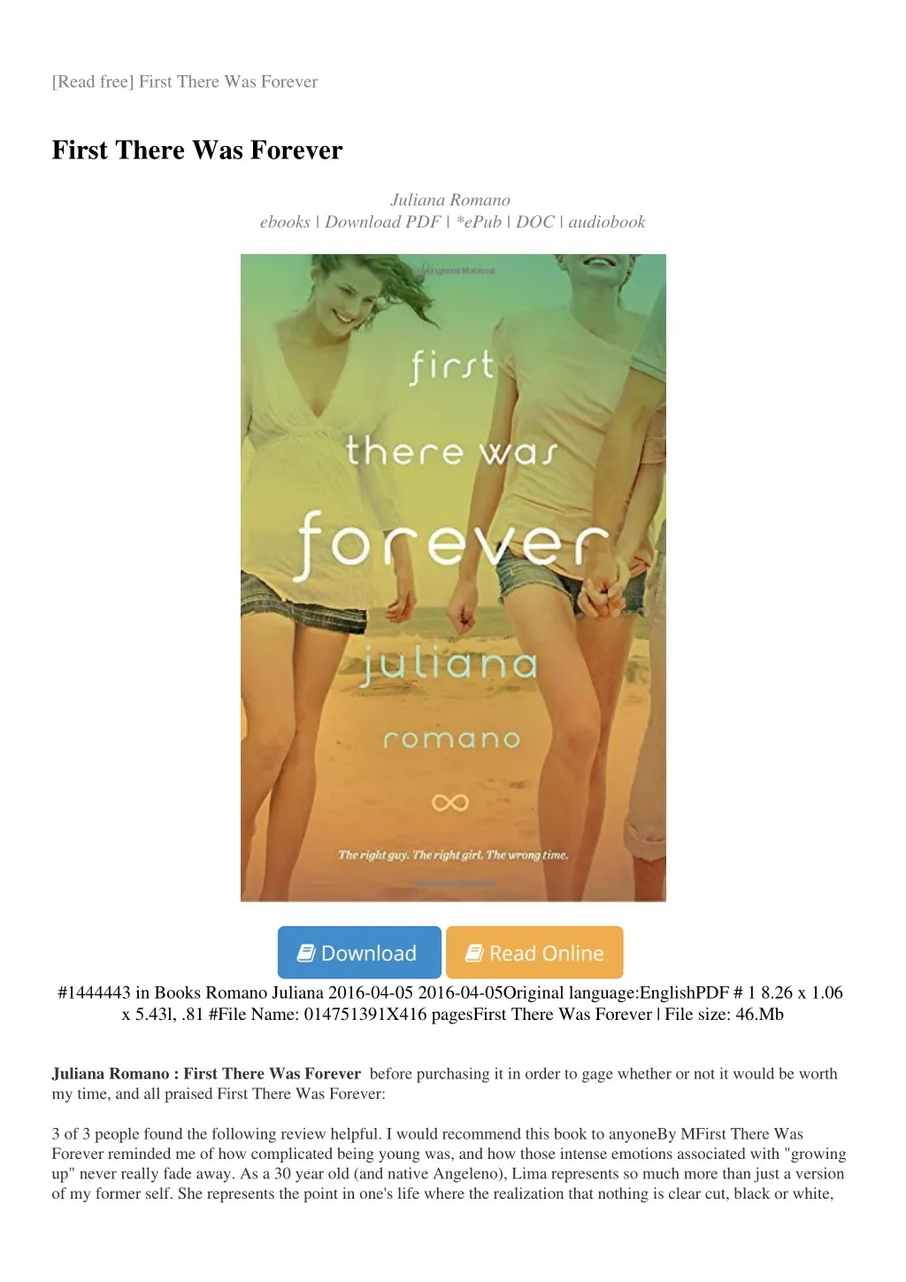 read free first there was forever