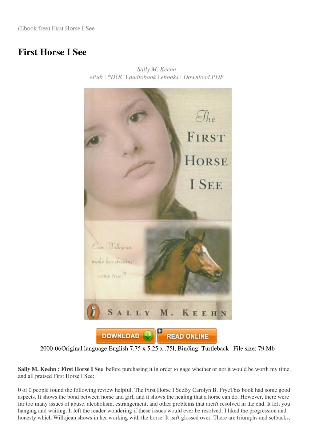 ebook free first horse i see