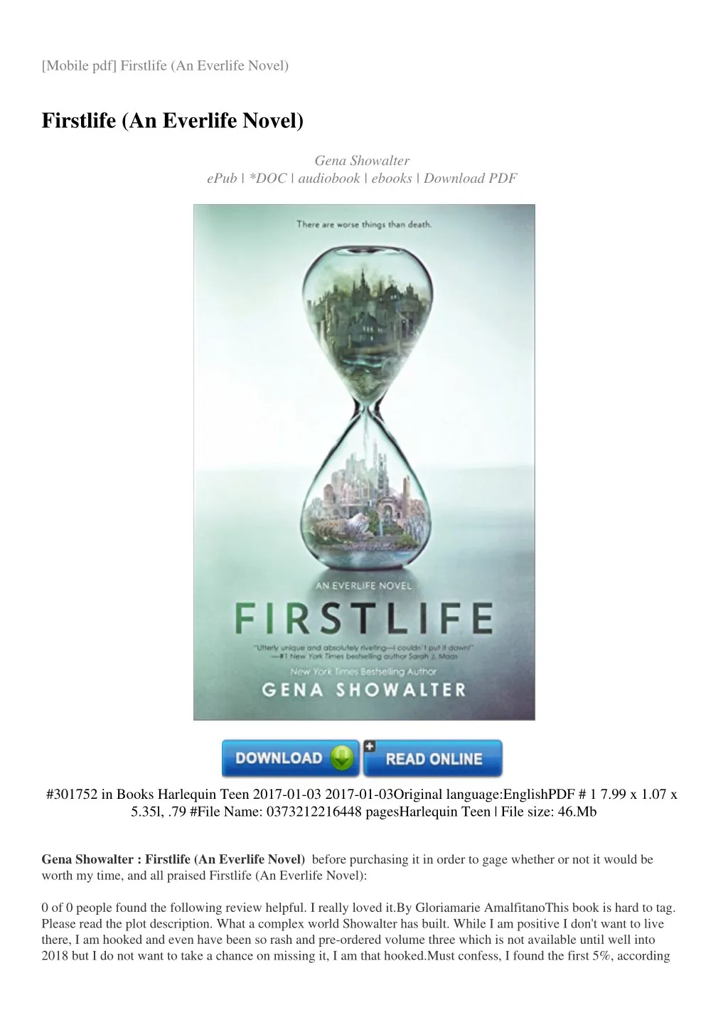 mobile pdf firstlife an everlife novel