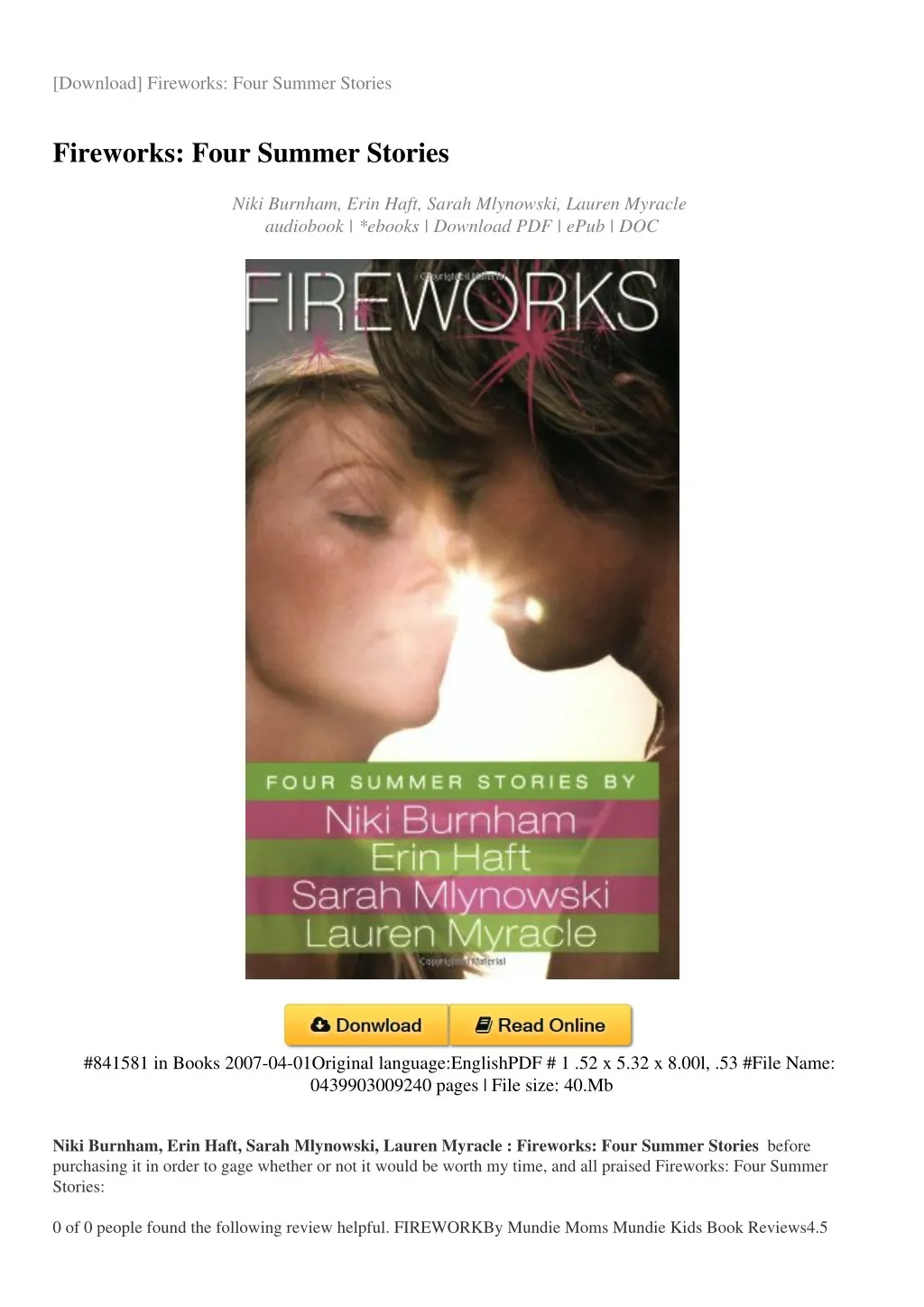 download fireworks four summer stories