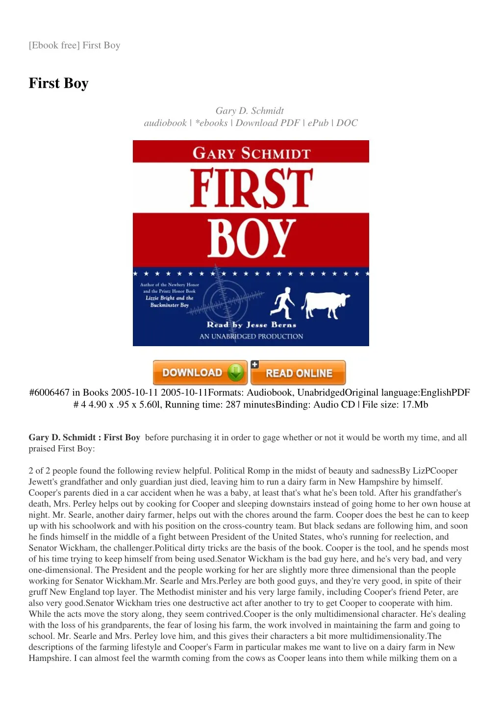 ebook free first boy