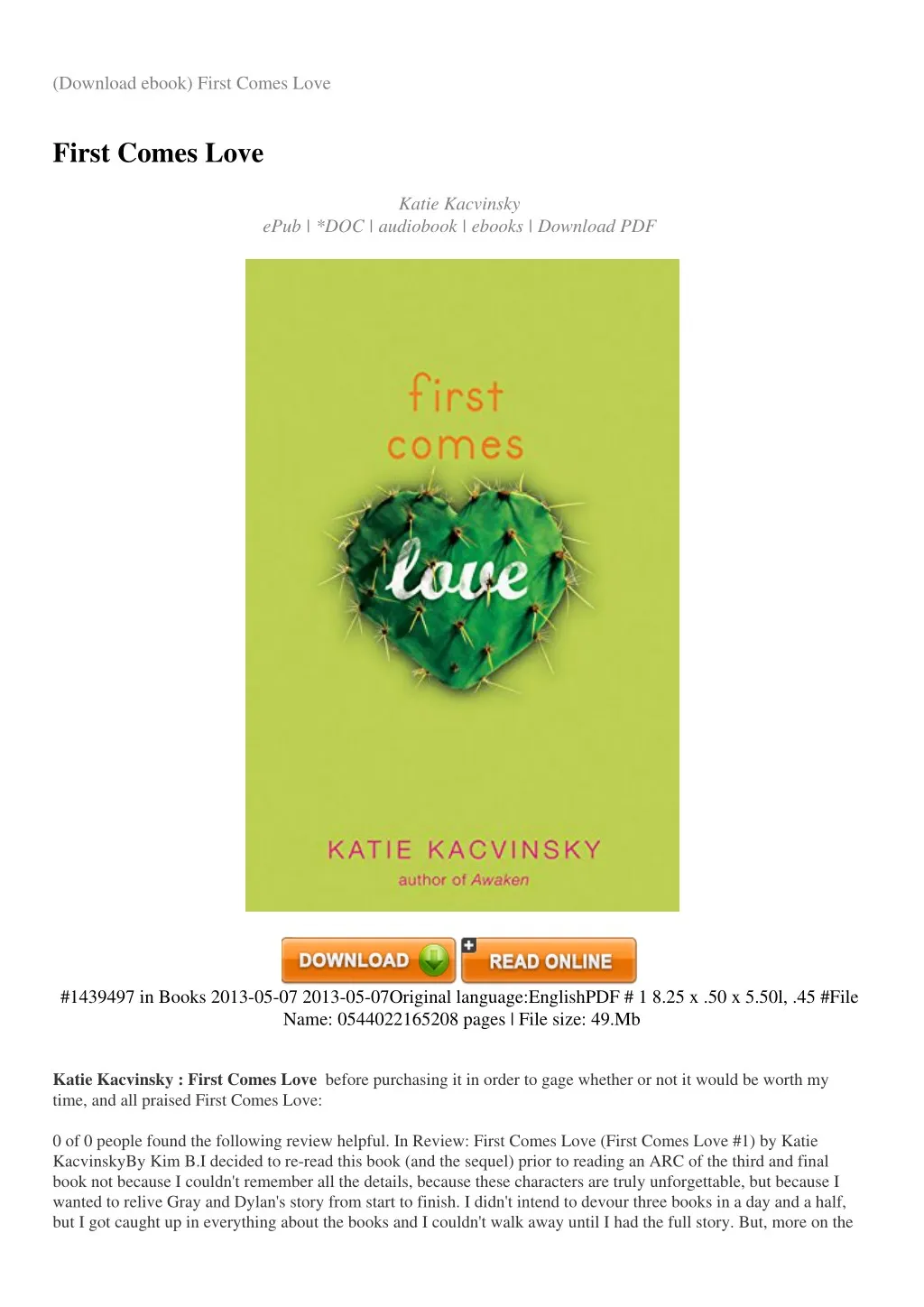 download ebook first comes love