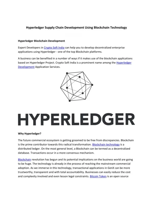 Hyperledger Supply Chain Development Using Blockchain Technology