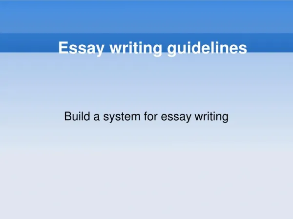 Writing essay Guide