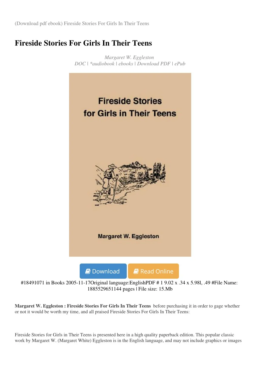 download pdf ebook fireside stories for girls