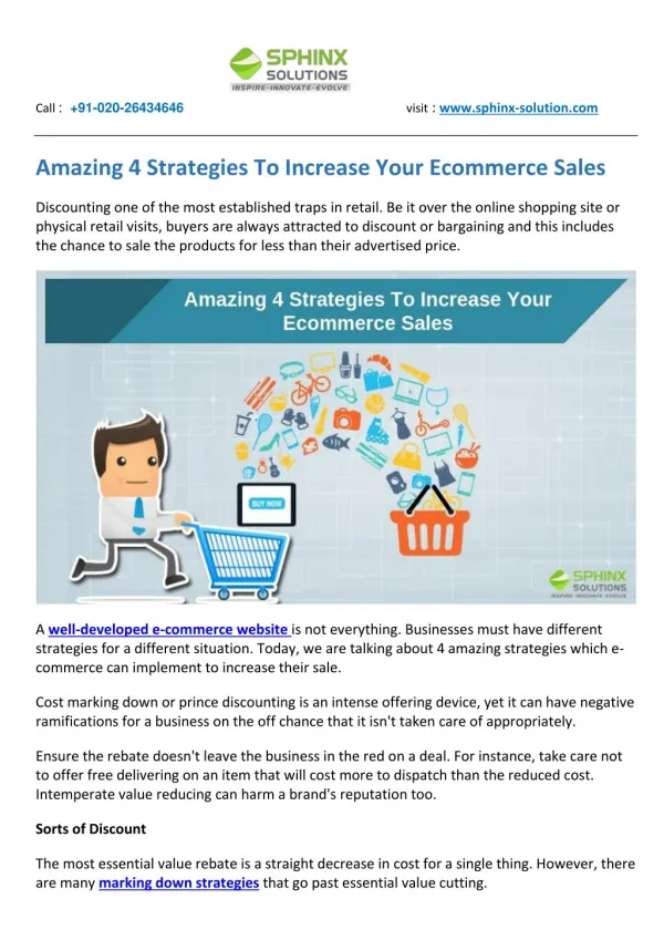 Amazing 4 Strategies To Increase Your Ecommerce Sales