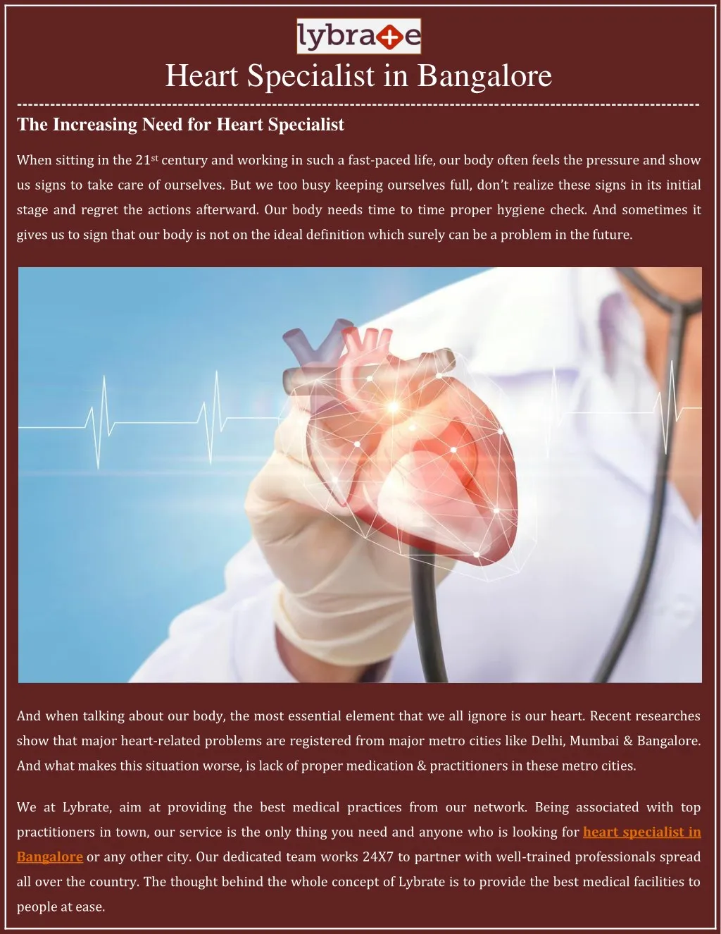 heart specialist in bangalore the increasing need