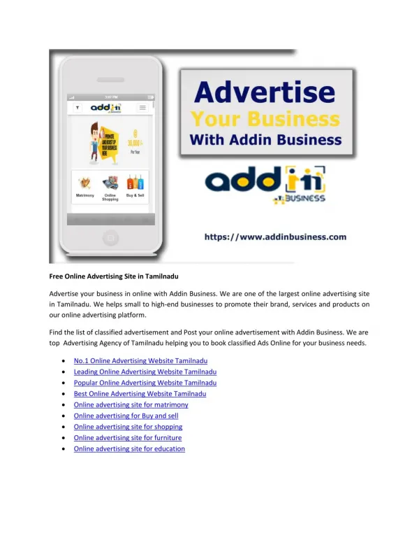 Free Online Advertising Site in Tamilnadu