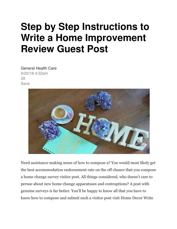 Step by Step Instructions to Write a Home Improvement Review Guest Post