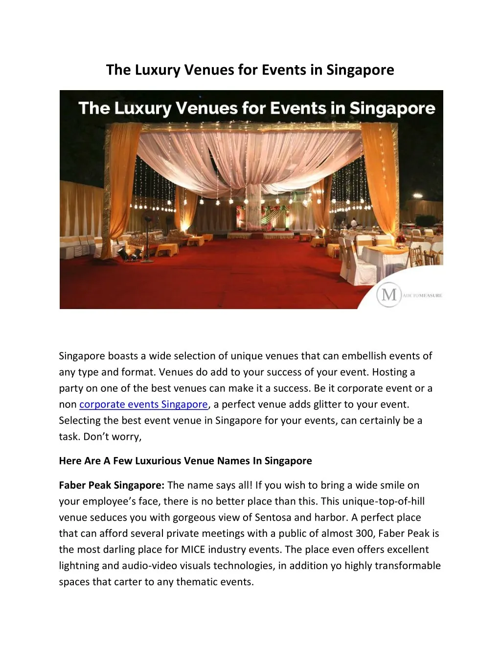 the luxury venues for events in singapore
