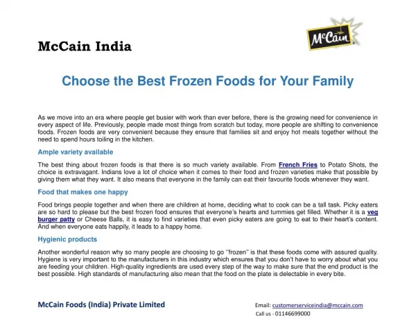 Choose the Best Frozen Foods for Your Family