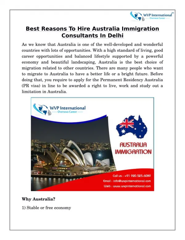 Top Reasons To Hire Australia Immigration Consultants In Delhi