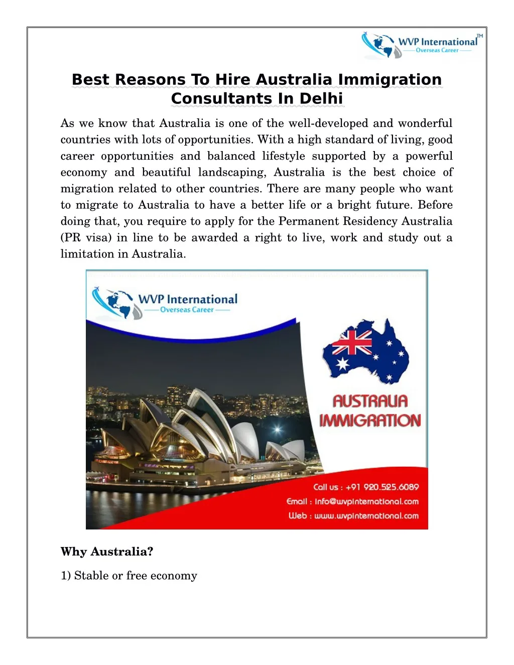 best reasons to hire australia immigration