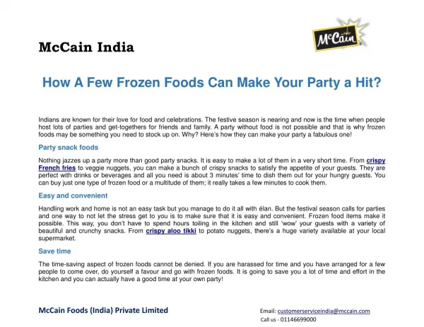 How A Few Frozen Foods Can Make Your Party a Hit?