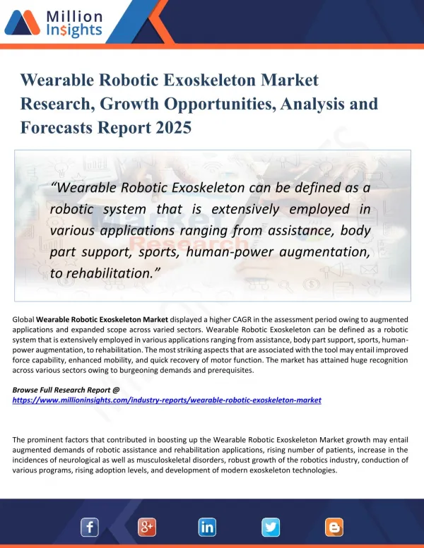 Wearable Robotic Exoskeleton Market Region, Production, Consumption, Revenue, Market Share and Growth Rate to 2025