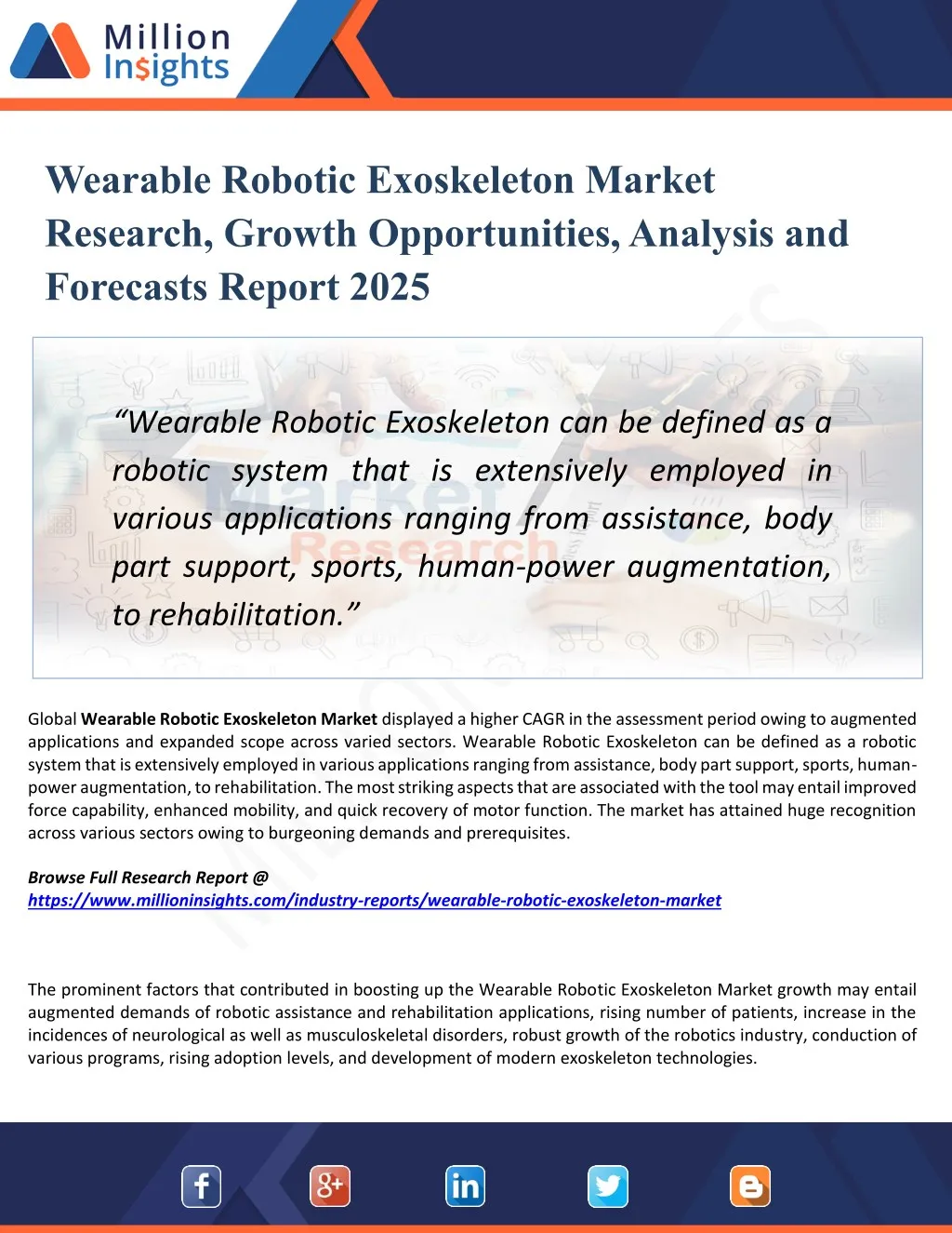 wearable robotic exoskeleton market research