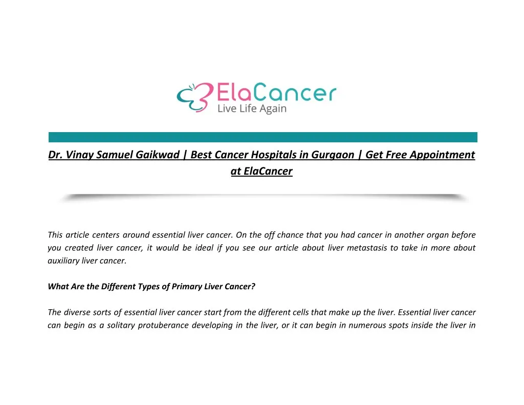 dr vinay samuel gaikwad best cancer hospitals