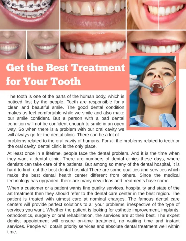 Get the Best Treatment for Your Tooth