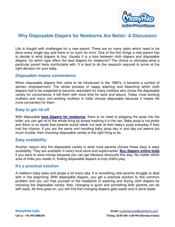 Why Disposable Diapers for Newborns Are Better: A Discussion