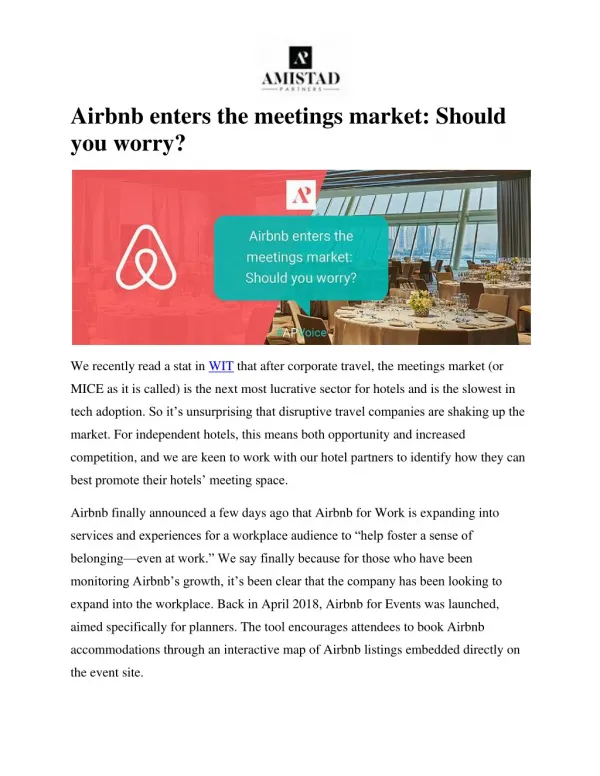 Airbnb enters the meetings market: Should you worry?