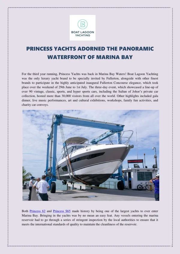 Princess yachts adorned the panoramic waterfront of marina bay
