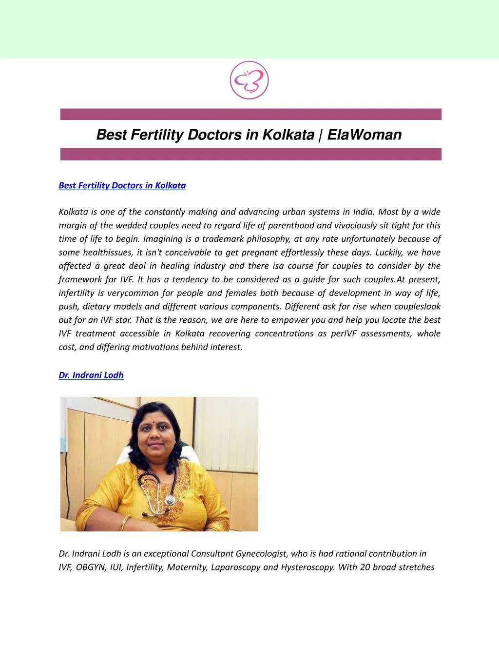 best fertility doctors in kolkata elawoman
