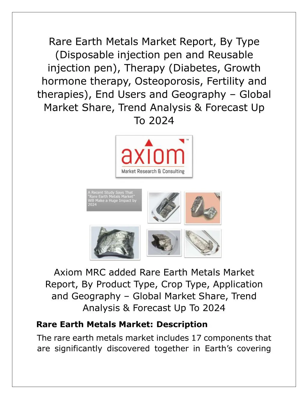 rare earth metals market report by type