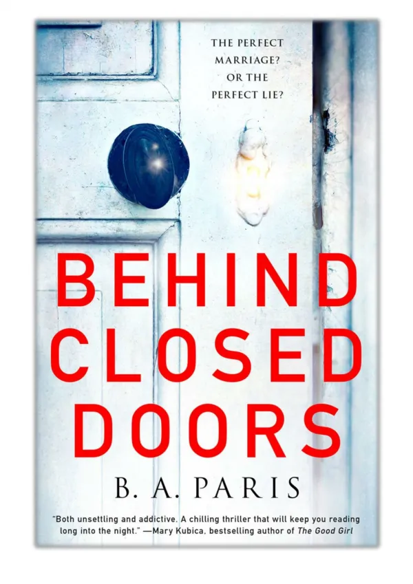 [PDF] Free Download Behind Closed Doors By B A Paris