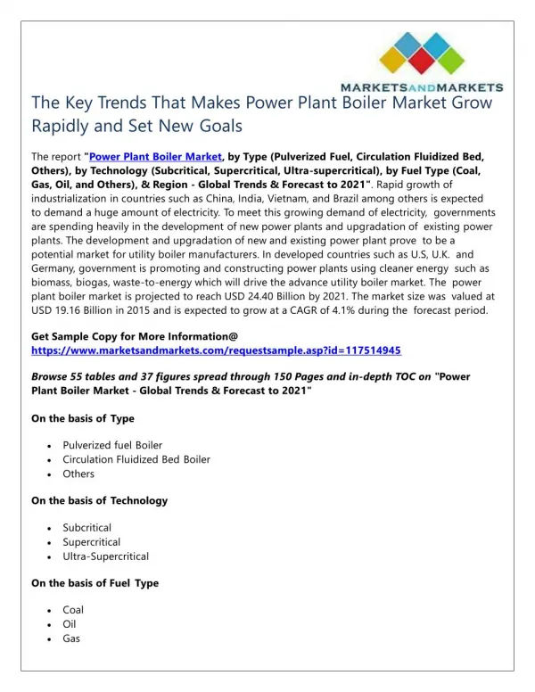The Key Trends That Makes Power Plant Boiler Market Grow Rapidly and Set New Goals