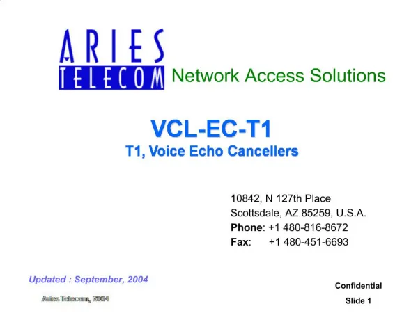VCL-EC-T1 T1, Voice Echo Cancellers