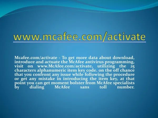 www mcafee com activate
