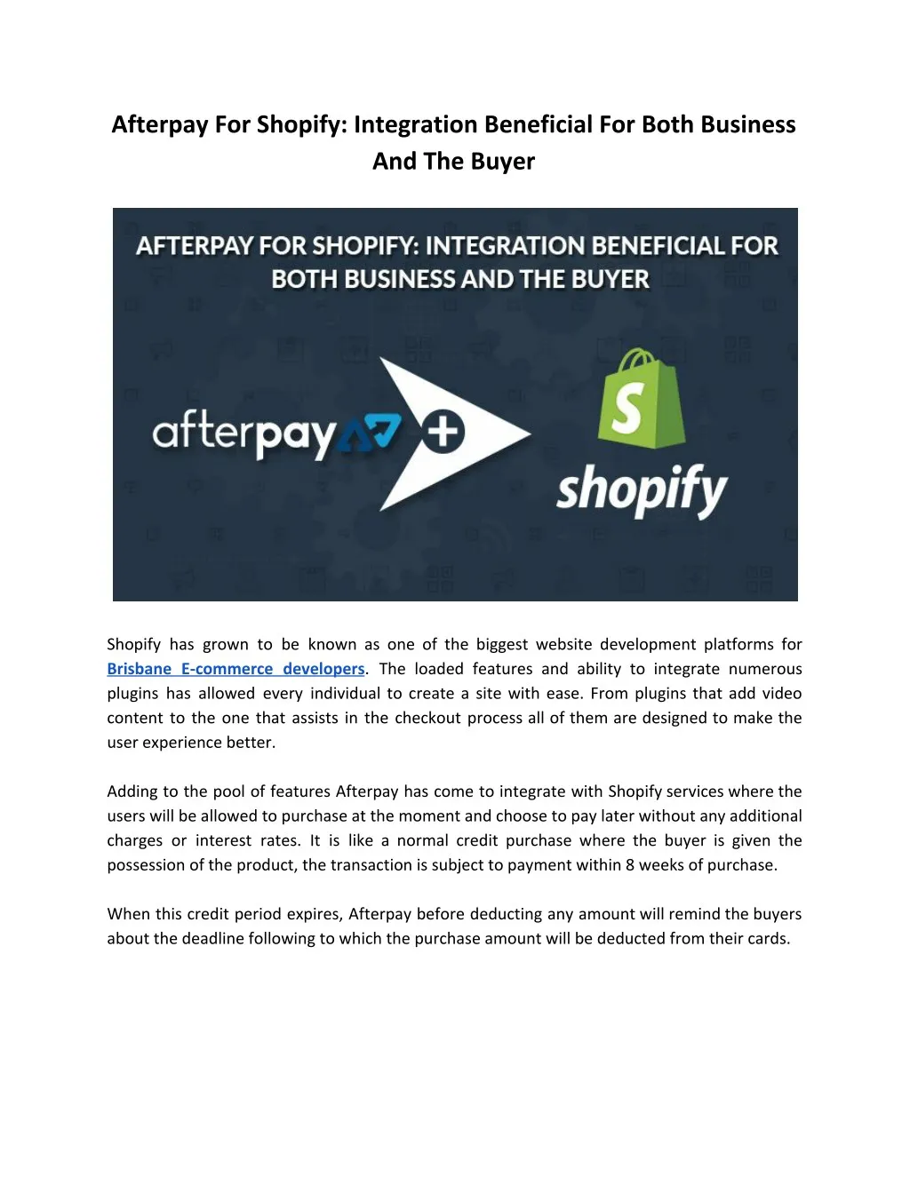afterpay for shopify integration beneficial