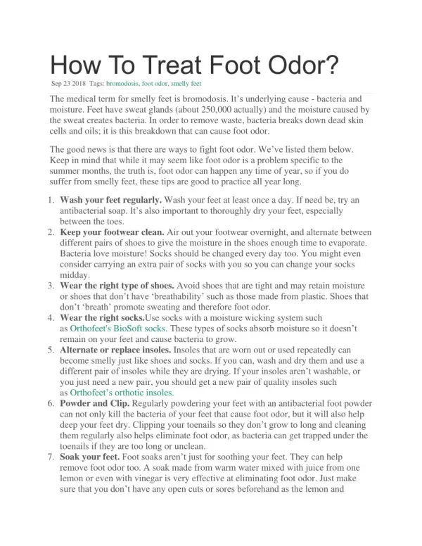 How To Treat Foot Odor?